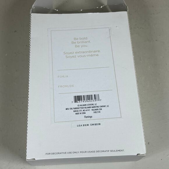 Art Glass Pink Flamingo Ornament Hallmark 4" Feathers Gold 2018 - Picture 5 of 6